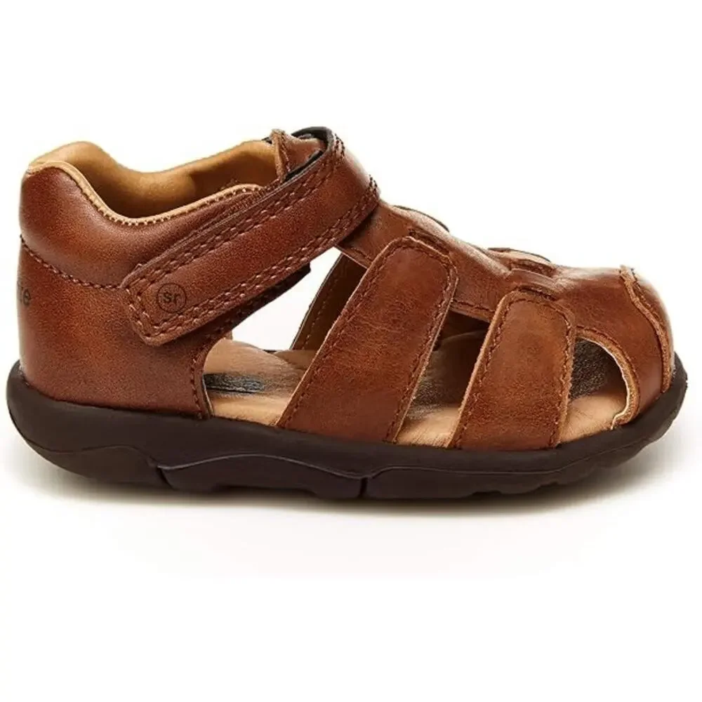 Stride Rite SRT Archie Sandal Size 8.5 Brown Leather Closed Toe Harper Fisherman